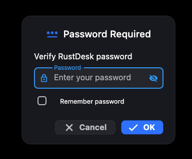 Odevio RustDesk password